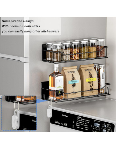 Estante Magnético IYEBAU para Especias - 8 Piezas Negro
