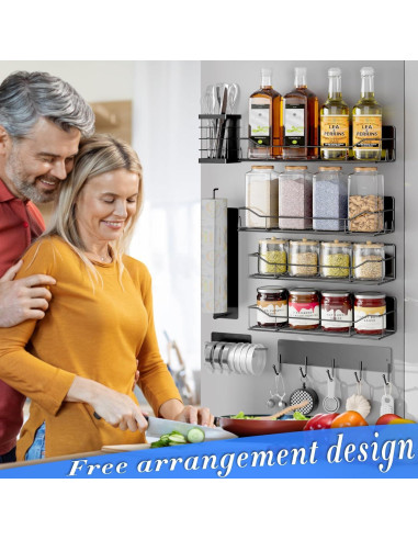 Estante Magnético IYEBAU para Especias - 8 Piezas Negro