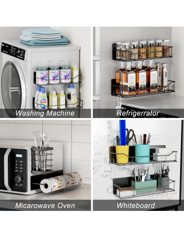 Estante Magnético IYEBAU para Especias - 8 Piezas Negro