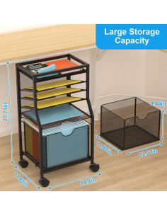 Carro de Archivos Rodante BOHDK 6 Niveles Negro 4.67 kg 2