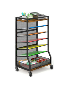 Carro de Archivo Rodante ThreeHio 7 Niveles Marrón