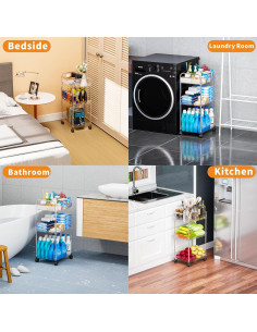 Carro Rodante de Almacenamiento Yieach 3 Niveles Transparente 2