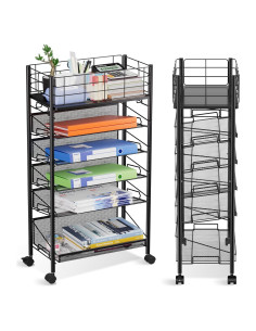 Carro de Archivos Rodante Shrivee 6 Niveles Negro 41.5x23.5x76.7cm