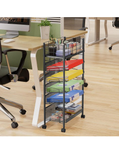 Carro de Archivos Rodante Shrivee 6 Niveles Negro 41.5x23.5x76.7cm 2