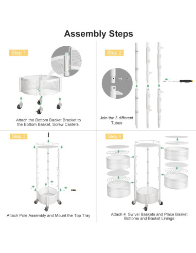Cesta de Frutas y Verduras SNTD con Tapa y Ruedas 5 Niveles