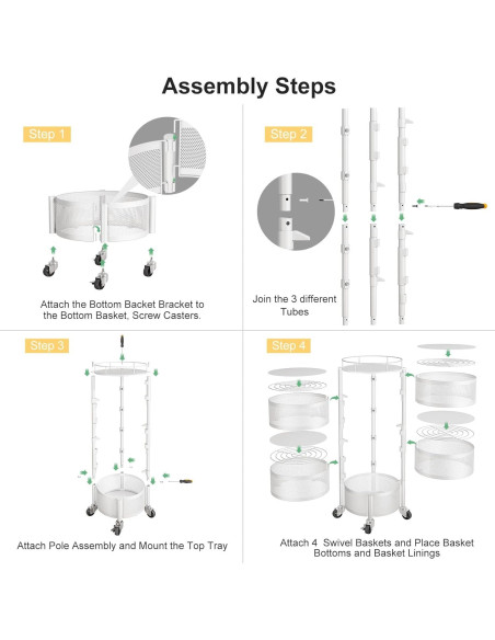 Cesta de Frutas y Verduras SNTD con Tapa y Ruedas 5 Niveles