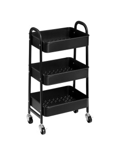 Carro Rodante de 3 Niveles AGTEK con Ruedas, Negro