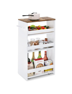 Carro de Almacenamiento Delgado Teamix 4 Niveles Blanco