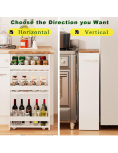 Carro de Almacenamiento Delgado Teamix 4 Niveles Blanco 2