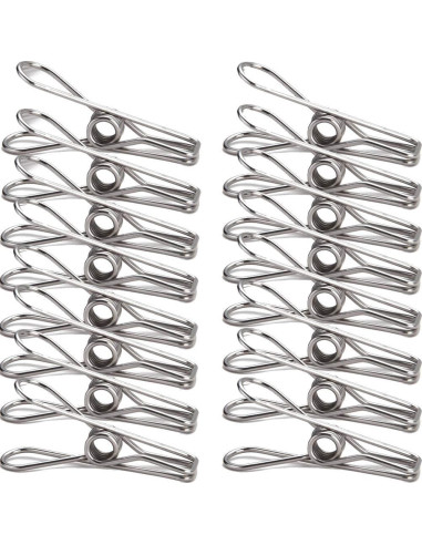 Cuerda de Ropa Portátil Foshine 5m con 16 Clips de Metal