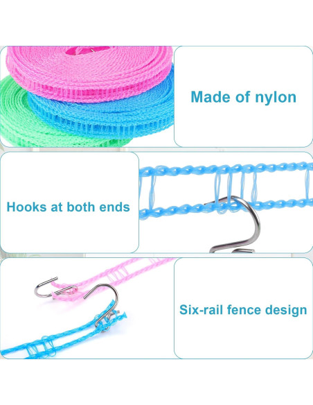 Cuerda de Nylon para Colgar Ropa Gosknor 5m Resistente al Viento