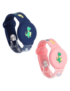 2 Pulseras Impermeables para Niños AirTag Dinosaurio