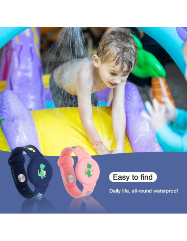2 Pulseras Impermeables para Niños AirTag Dinosaurio
