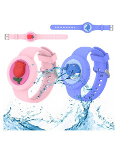 Pulsera de Silicona ANNUOZE para Air Tag Niños Rosa Delfín