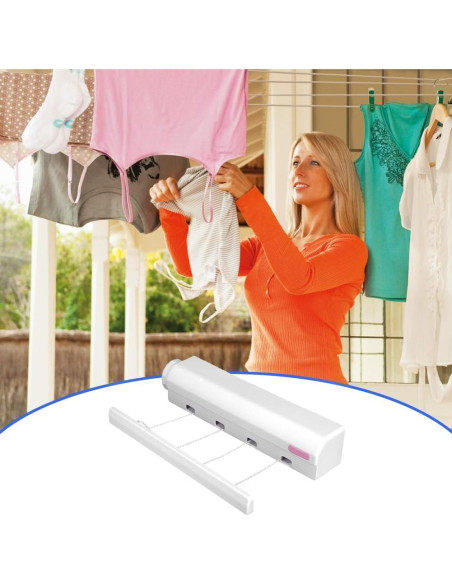 Tendedero Retráctil de Pared Tiiyee 3.75m Ahorra Espacio