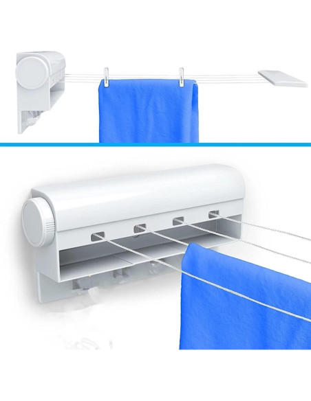 Tendedero Retráctil de Pared Tiiyee 3.75m Ahorra Espacio