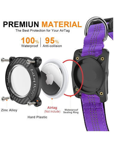 Collar para Perro AgoumLux AirTag S Púrpura Impermeable