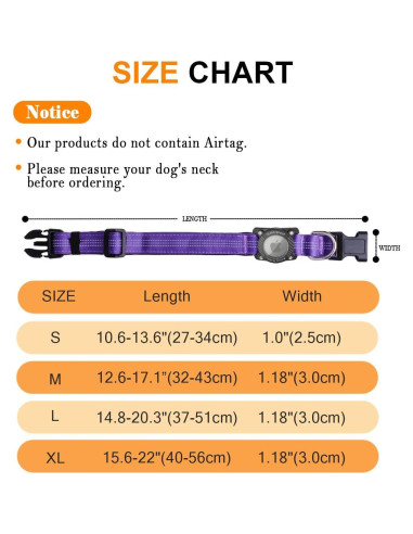 Collar para Perro AgoumLux AirTag S Púrpura Impermeable