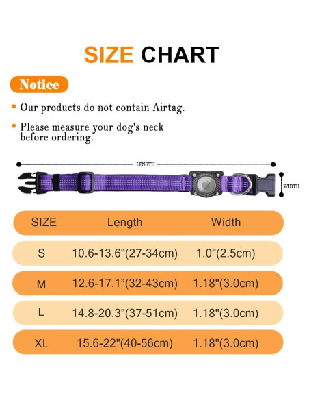 Collar para Perro AgoumLux AirTag S Púrpura Impermeable