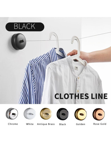 Cuerda Retráctil BESy Acero Inoxidable 2.8m Negro Redondo