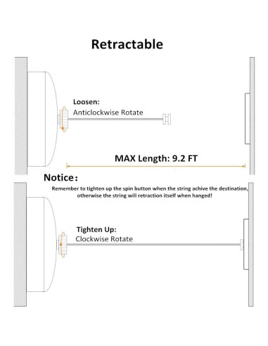 Cuerda Retráctil BESy Acero Inoxidable 2.8m Negro Redondo