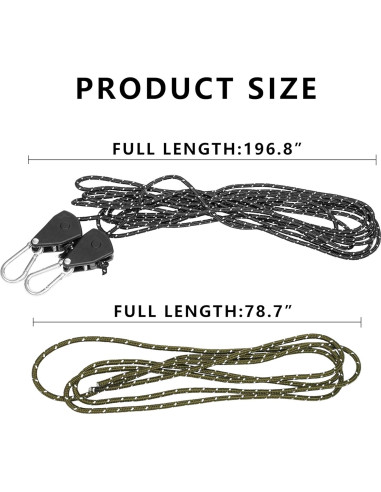 Cuerda de Camping Retráctil Stuuikf 5m con Ganchos de Acero