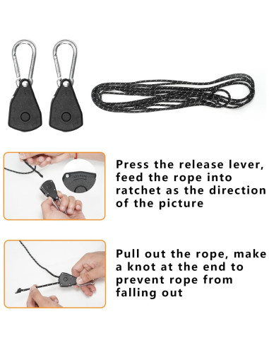 Cuerda de Camping Retráctil Stuuikf 5m con Ganchos de Acero