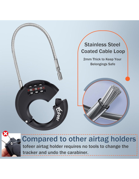 Soporte Funda Anti-Robo para Airtag tofeer con Candado 3 Dígitos