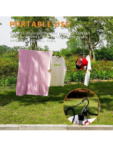 Cuerda de Camping Retráctil Stuuikf 5m con Ganchos de Acero