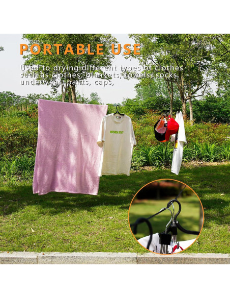 Cuerda de Camping Retráctil Stuuikf 5m con Ganchos de Acero