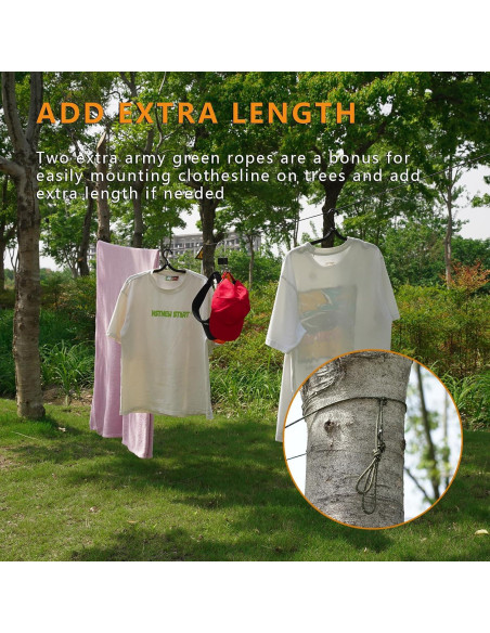 Cuerda de Camping Retráctil Stuuikf 5m con Ganchos de Acero