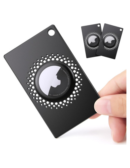 Soporte Funda para AirTag CITYWAY Negro 2 Pack Delgado