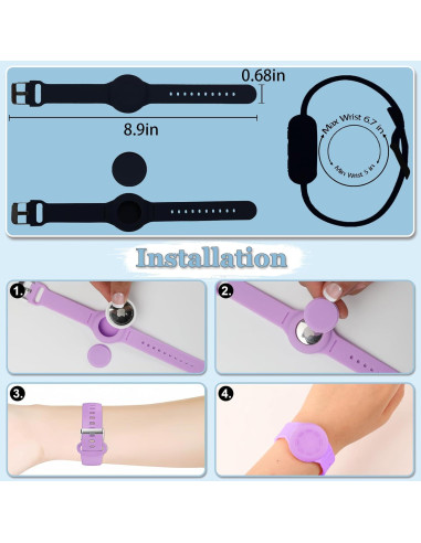 Pulsera Airtag Impermeable Tyanuzz para Niños Negro