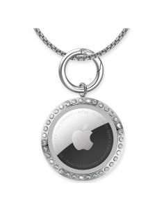 Collar Airtag SCALLOP Plateado con Rhinestones 75cm Ajustable