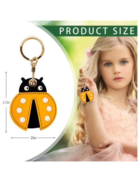 Funda de llavero de cuero XSUIOY para Apple AirTag - Insecto lindo