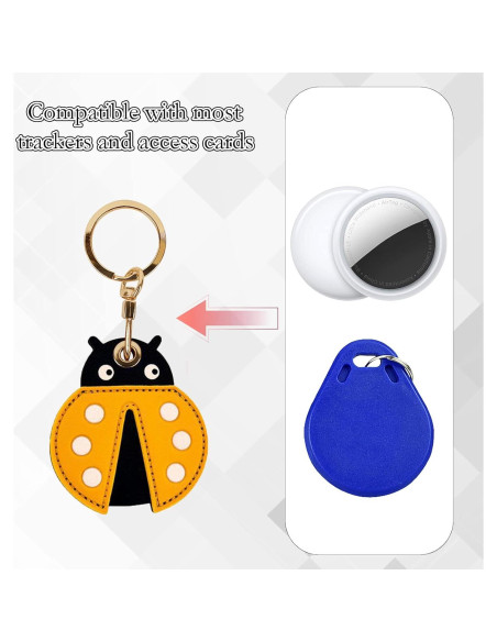 Funda de llavero de cuero XSUIOY para Apple AirTag - Insecto lindo