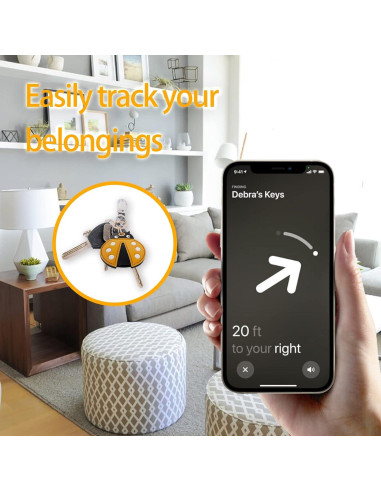 Funda de llavero de cuero XSUIOY para Apple AirTag - Insecto lindo