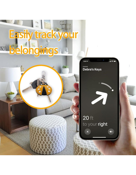 Funda de llavero de cuero XSUIOY para Apple AirTag - Insecto lindo