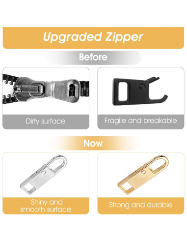12 Tiradores de Cremallera de Acero Inoxidable EupHHonycs