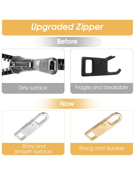 12 Tiradores de Cremallera de Acero Inoxidable EupHHonycs