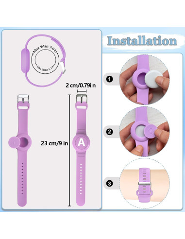 Pulsera AirTag Impermeable Tyanuzz para Niños Púrpura