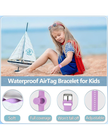 Pulsera AirTag Impermeable Tyanuzz para Niños Púrpura