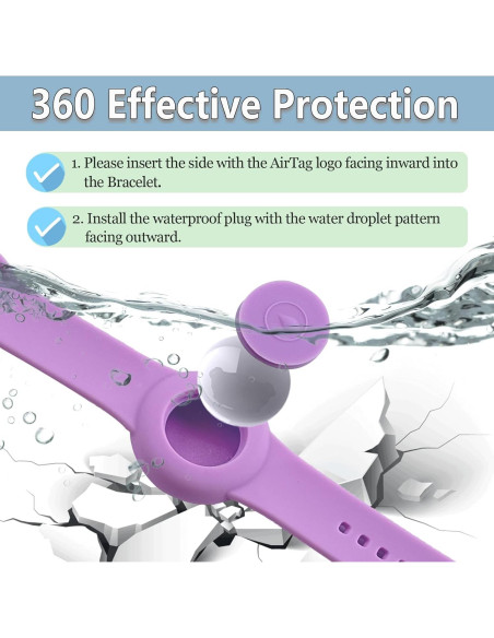 Pulsera AirTag Impermeable Tyanuzz para Niños Púrpura