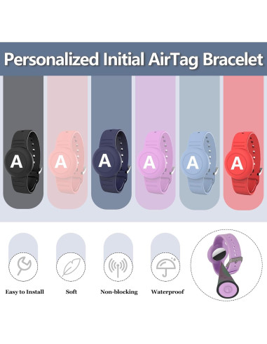 Pulsera AirTag Impermeable Tyanuzz para Niños Púrpura