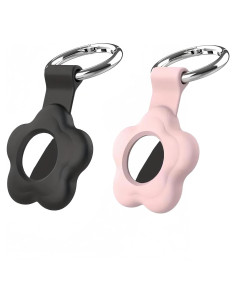 Estuche de Silicona para Air Tags 25Ya - Paquete de 2 Negro/Rosa