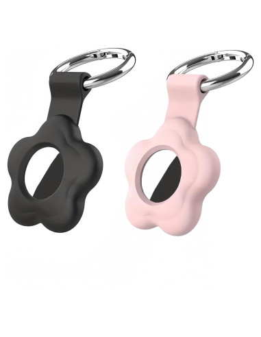Estuche de Silicona para Air Tags 25Ya - Paquete de 2 Negro/Rosa
