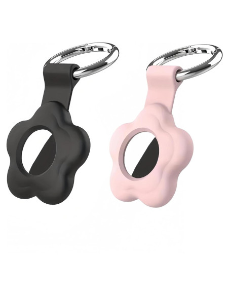 Estuche de Silicona para Air Tags 25Ya - Paquete de 2 Negro/Rosa
