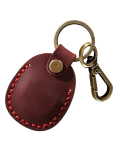 Soporte de AirTag de Cuero Genuino Q1T5 Rojo