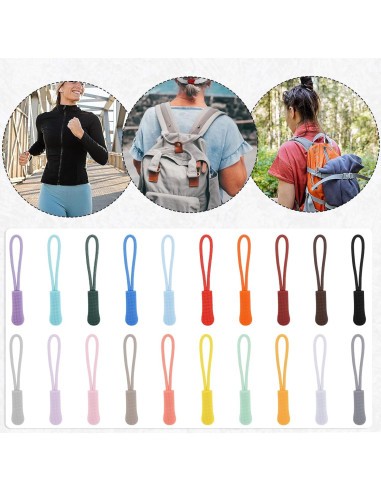 60 Tiradores de Cremallera Coloridos Aysatogc 6.5x0.9cm