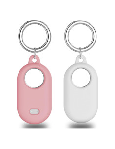 Funda Protectora Silicona Samsung Smart Tag 2 Rosa y Blanco